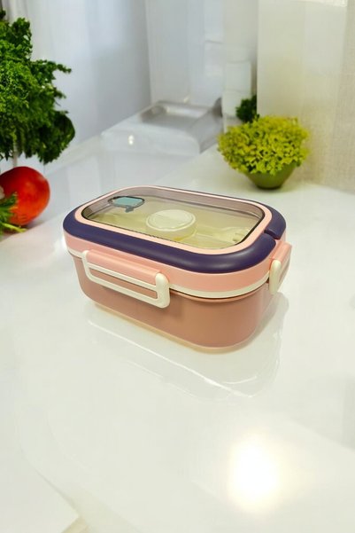VİP AHMET Vip Ahmet Single Lunch Box with Compartments and Spoon Fork Vp-943