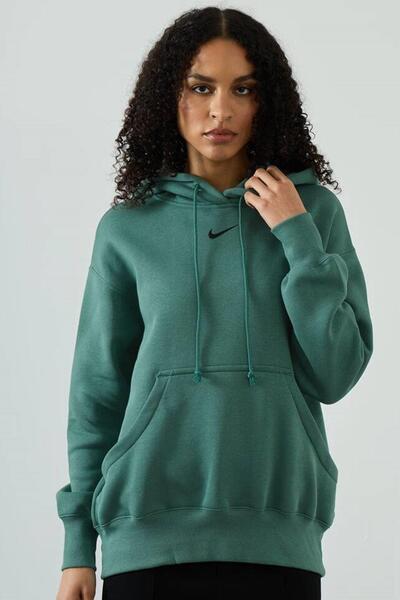 Nike Phoenix Fleece Os Po Hoodie - Green, Women'S, Hooded Oversized Sweatshirt