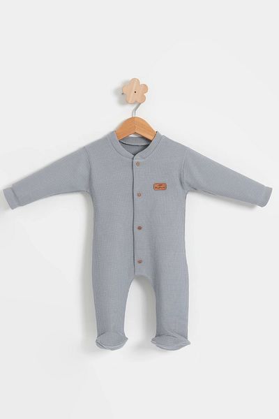 LOGO AKSESUAR Baby Colored Cotton Waffle Fabric Jumpsuit