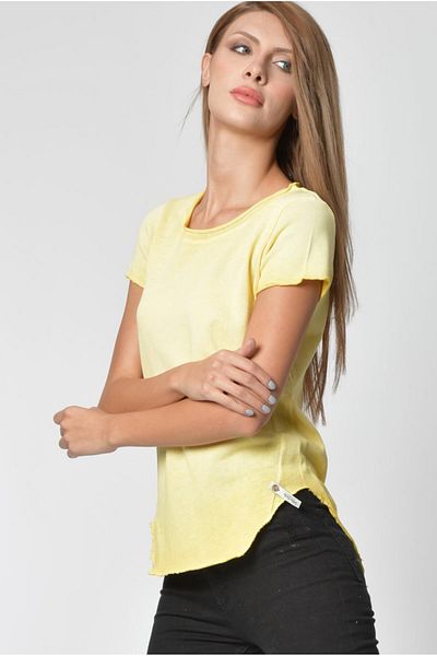 Cotton Candy Tricou de damă cu gât lat - galben