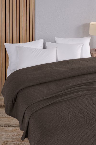 Evim Cotton Maya Dark Brown Multi-Purpose Bedspread Double - 200X230 cm