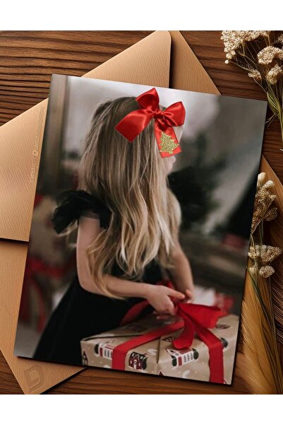 Toka Perisi Kırmızı Saten Kurdela Çam Baskılı Fiyonk Toka