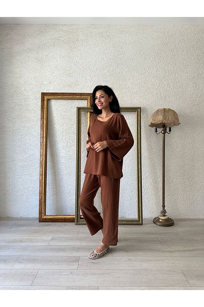 KÜÇÜĞÜM BUTİK Brown Muslin Casual Set