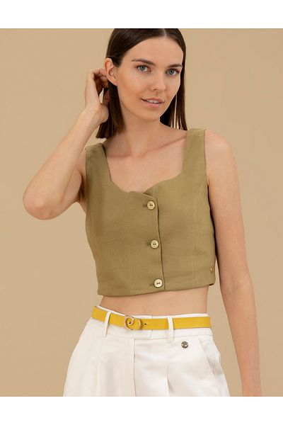 Pierre Cardin Green Crop Top Blouse 50263098 -Vr235