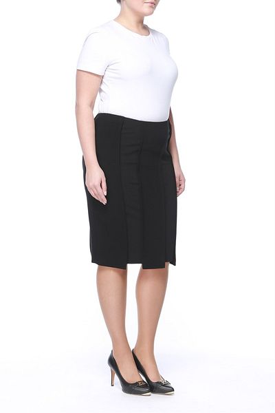 Escada Medium Length Black Wool Skirt with Detail on the Front