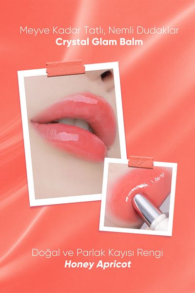 CLIO Clio Crystal Glam Lip Balm - Intense Pigmented and Shimmer (02 Honey Apricot)