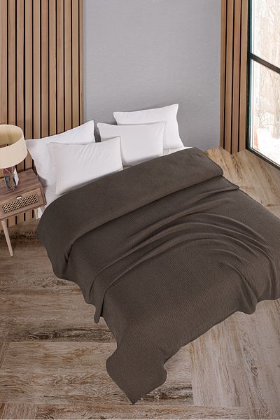 Evim Cotton Maya Dark Brown Multi-Purpose Bedspread Double - 200X230 cm