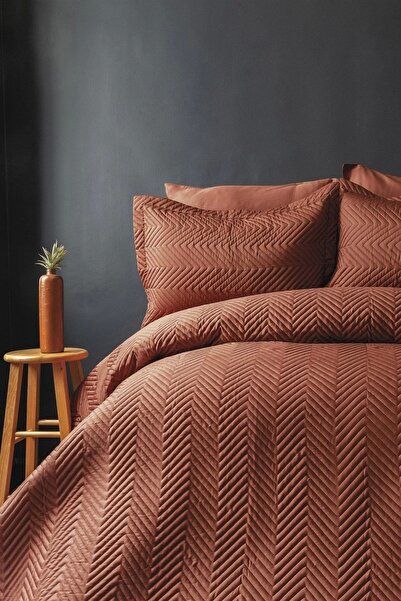 İssimo Home Simply Copper Cotton Satin Double Bedspread Set