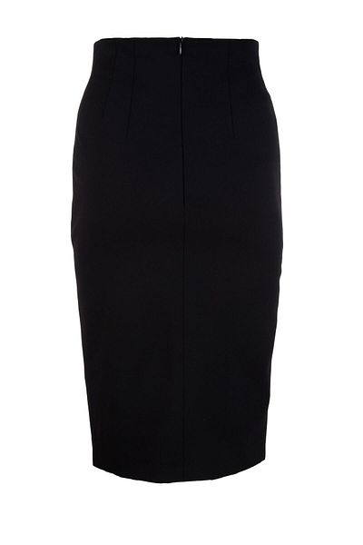 Escada Zippered Midi Length Black Pencil Skirt