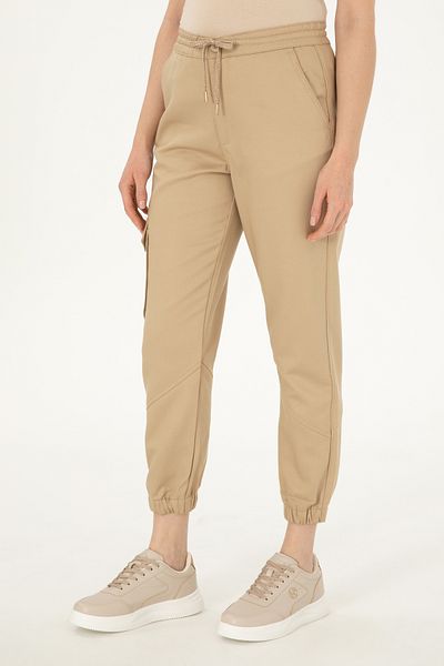 U.S. Polo Assn. Women's Sand Canvas Jogger Fit Trousers 50292748-Vr085