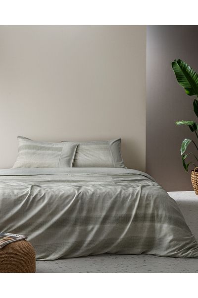Madame Coco Madame Coco Crep Printed King Size Duvet Cover Set - 100% Cotton Khaki