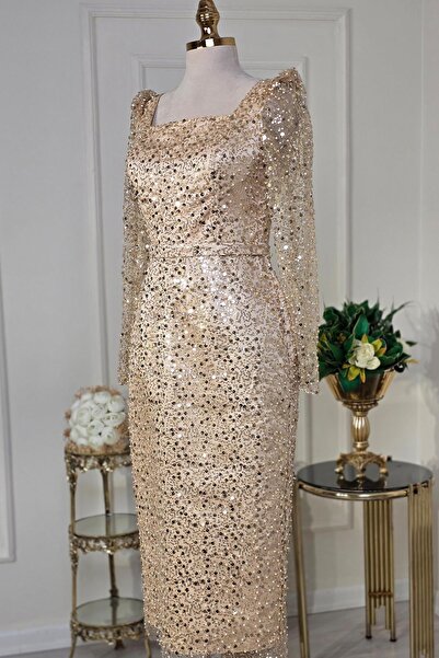 Yonca Moda Evi Gold Özel Tasarım Abiye 3001
