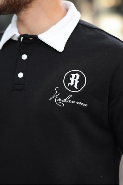 Valiberta Φούτερ Polo Neck Buttoned Κεντημένο - Μαύρο