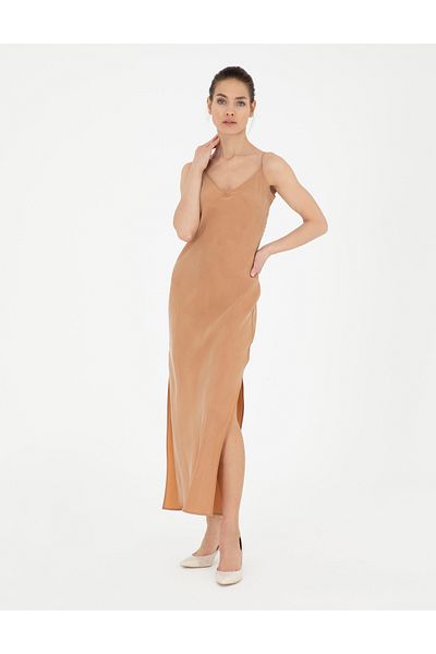 Pierre Cardin Brown Slim Fit Slit Woven Dress 50273056 -Vr233