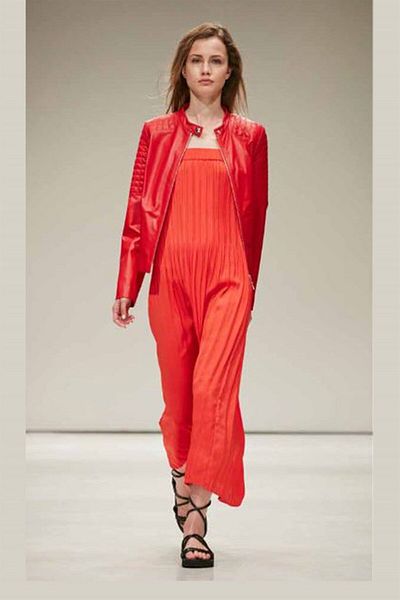 Escada Sport Elastic Waist Pleated Long Length Red Skirt