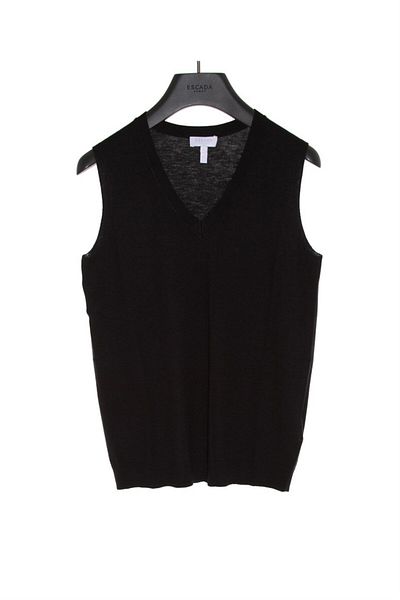 Escada V-Neck Sleeveless Black Wool Sweater