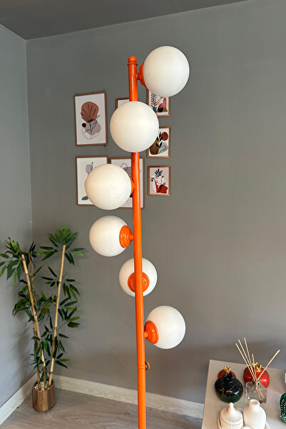 Bamyum Turuncu Lambader Modern Dekoratif Metal Oturma Odası Çalışma Odası Zemin Lambası