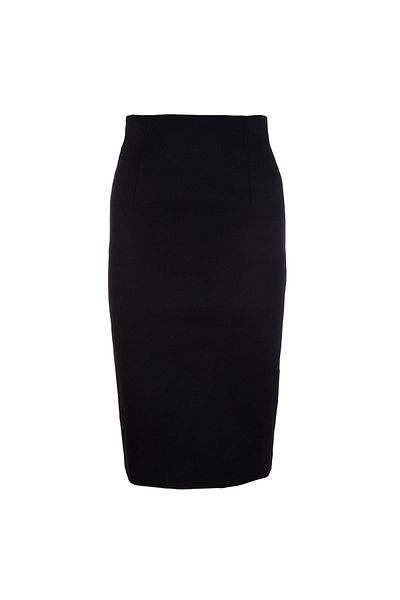 Escada Zippered Midi Length Black Pencil Skirt