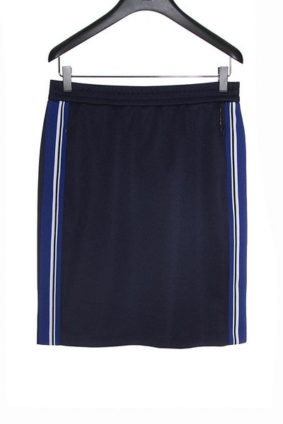 Escada Sport Stripe Detailed Short Length Navy Blue Cotton Skirt