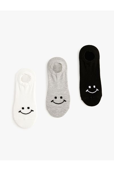 Koton Set de 3 șosete invizibile cu model multicolor