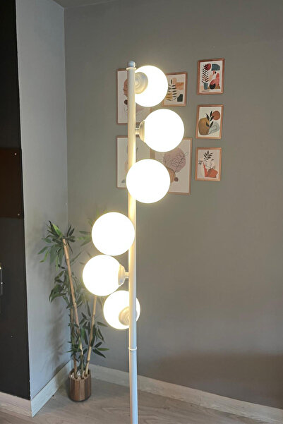 Bamyum Beyaz Lambader Modern Dekoratif Metal Oturma Odası Çalışma Odası Zemin Lambası