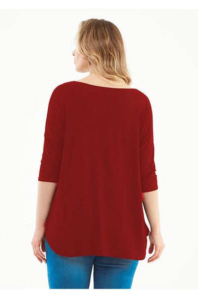 Alesia Plus Size Lycra Loose Crew Neck Basic Blouse