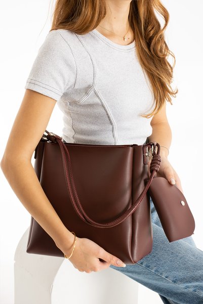 Kaya Bag Claret Red Women's Shoulder and Shoulder Bag 27X35 Size