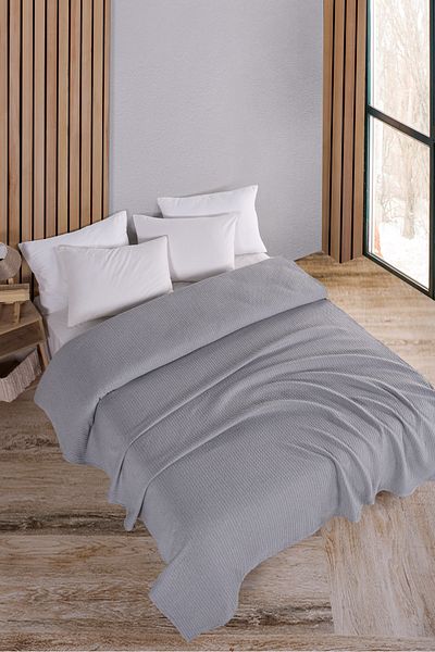 Evim Cotton Maya Gray Multi-Purpose Bedspread Double - 200X230 cm