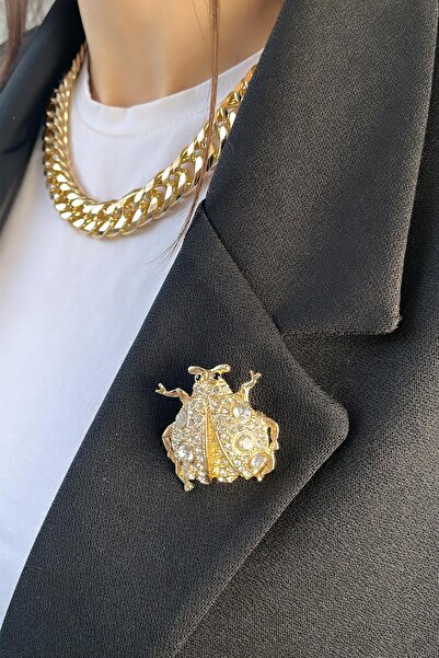 Modex Altın Sarısı Uğur Böceği Broş