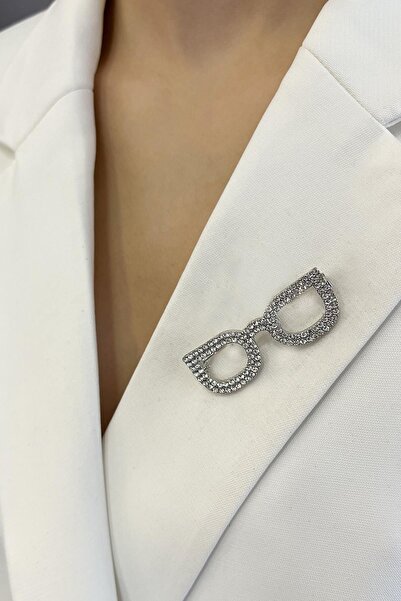 Modex Taş Detaylı Gözlük Broş (4cm)