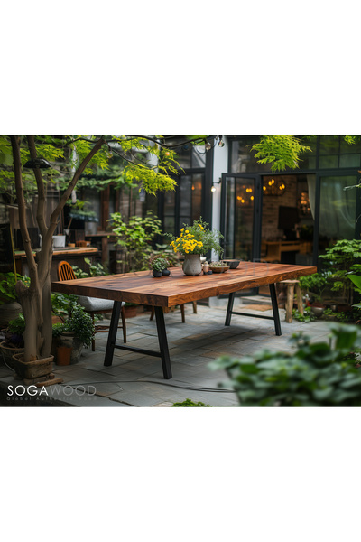 SOGAWOOD Doğal Masif Ceviz Ahşap Yemek Masası 190x100