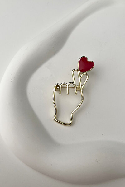 Modex Kalp Detaylı El Broş (Ölçü:5cm)