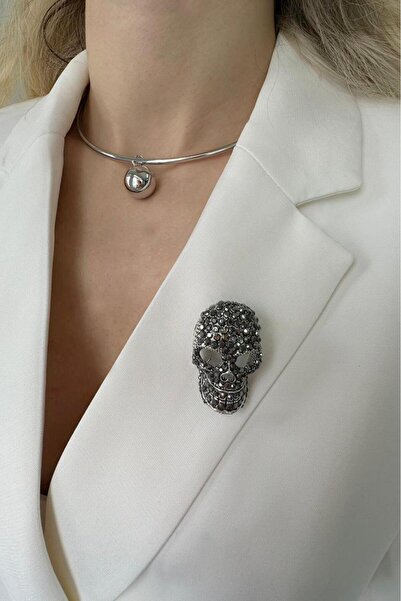 Modex Çok Taşlı Kuru Kafa Broş (en:3 Boy:4 Cm)