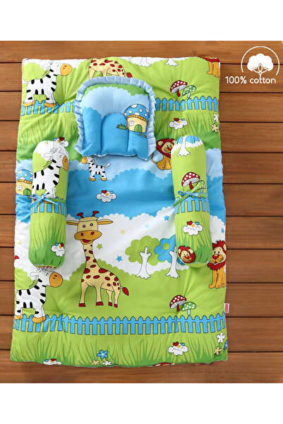 Babyhug Babyhug Jungle Print Baby Bedding Set - Blue, Portable Crib/Cot Sleep Set , 0-24M, 100x60cm