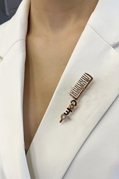 Modex Kuaför Taş Detaylı Tarak Broş (5cm)