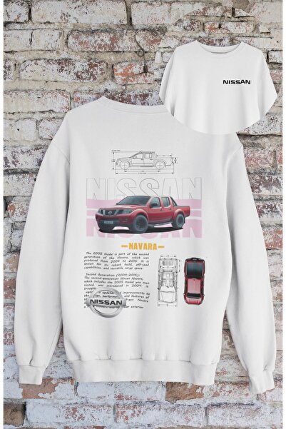 Fuddy Moda Унісекс Nis-san Navara Світшот без капюшона з принтом на спині, Ov...