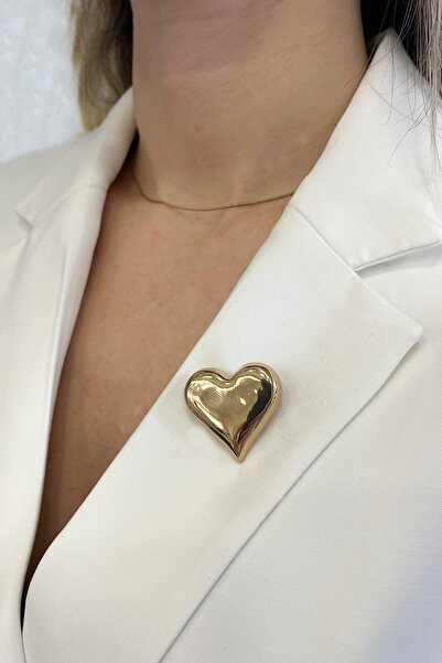 Modex Altın Rengi Kalp Broş (Ölçü:2,5 cm)