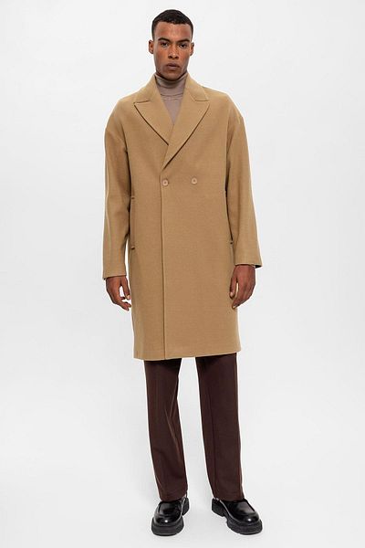 Antioch Dark Beige Oversize Double Breasted Men's Coat