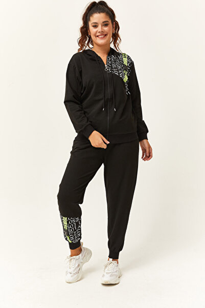 Ebsumu Γυναικείο σετ φόρμας Neon Tape με λεπτομέρεια μαύρη γραφή