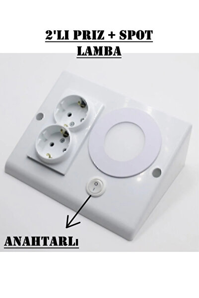 Voxify Mutfak Dolap Tezgah Altı Aydınlatma Ve Üçgen Prizi Ve 3w Led Işık Beya...