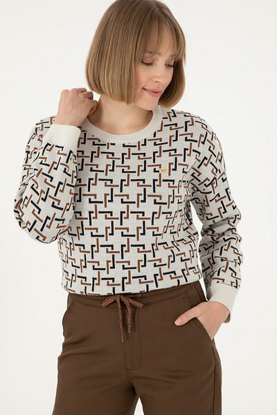 U.S. Polo Assn. Pulover crem pentru damă cu gât turnat 50293171-VR071