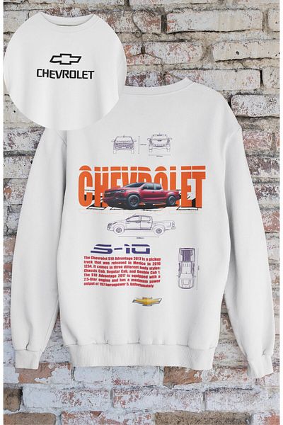 Fuddy Moda Unisex S-10 Classic - Hanorac oversize fără glugă cu imprimeu pe spate și mașină