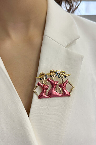 Modex Şapkalı Kadınlar Broş (Ölçü:5 cm)