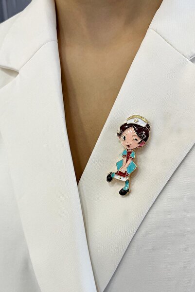 Modex Tıbbi Çantalı Mineli Hemşire Broş (5cm)