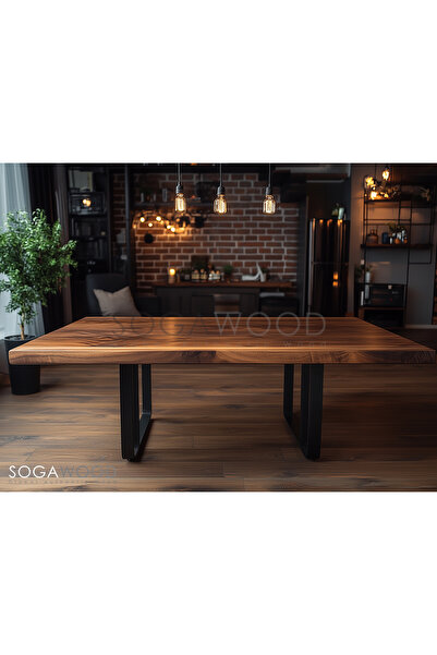 SOGAWOOD Doğal Masif Ceviz Ahşap Yemek Masası 100x60