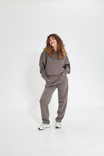 The Champ Clothing Set de trening supradimensionat pentru femei, afumat, cu decolteu, cu talie elastică