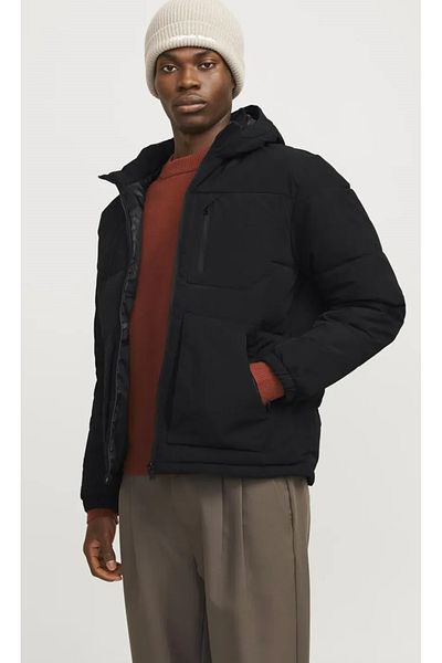 Jack & Jones Men's Casual Puffer Coat - Jack Jones Jjeotto 12258416 -Black Black