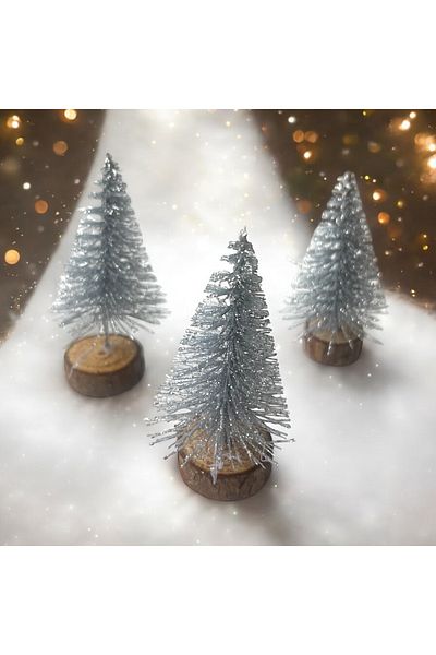 Yenigeldi 3 Pieces Silver Mini Pine Tree T15 10 cm