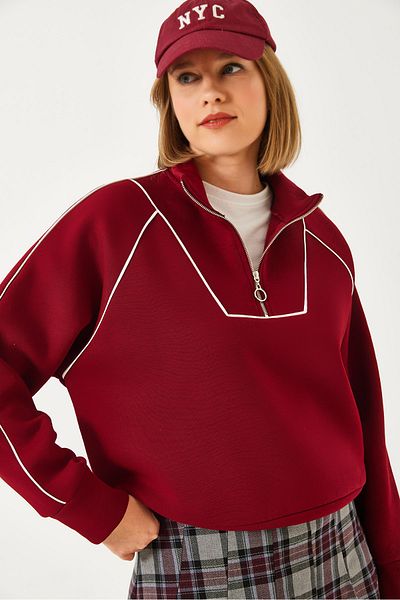 Bianco Lucci Hanorac oversize cu jumătate de fermoar pentru femei MB-5386 60251896