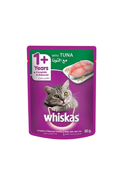 Whiskas كيس طعام القطط البالغة بالتونة، 80 جرام